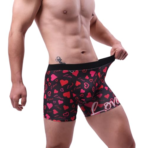 Evankin Men Valentines Boxer Briefs, Sexy Funny Novelty Heart Underwear, Comfort Breathable Soft Underpants Shorts with Bulge Pouch(Heart&Love1, L)3