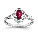Main Stein: Rubin 925 Sterling Silber Rubin und Diamant-Verlobungsring Ring Größe 9 (0,02 ct, Diamant)