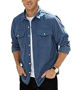 Mens Button Down Shirts Corduroy Shirts Coat Casual Shirt with Chest Pocket M-3XL