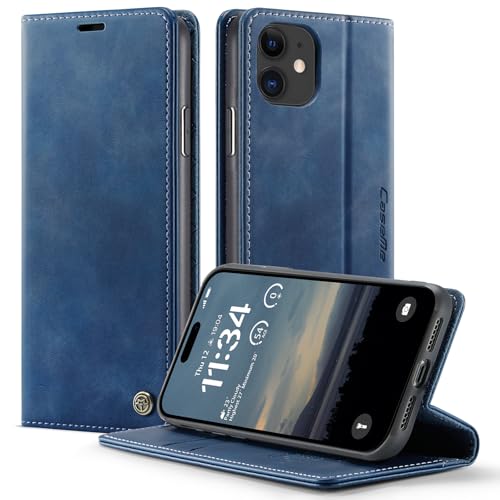 owlhold iPhone 11 hülle flip case Premium PU Leder, RFID Schutzhülle, Faltbare Ständer, Handytasche Lederhülle Kartenfach Standfunktion Handyhülle für iPhone 11 - Blau