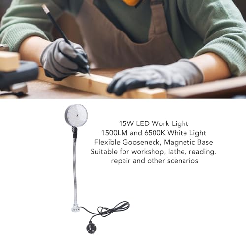 15W 1500lm 6500k Lumière Blanche avec Col en Ajustement Réglable à 360 Degrés, pour Atelier CNC Lathe Moulinling Workbench Industriel (Prise UE)