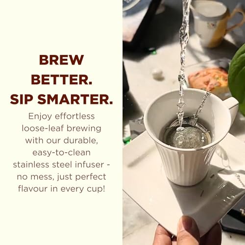 Image of Stainless Steel Tea Infuser for Loose Leaf Tea | Durable Round Ball Chai Strainer with Hook | Easy-to-Clean Tea Steeper for Green Tea, Black Tea and Herbal Infusions