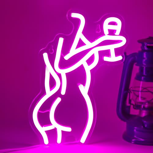 Image of Sexy Lady Back Neon Sign, Led Night Light Pink Woman Neon Light for Bedroom Man Cave Bar Gaming Room Wall Art Decor Gifts