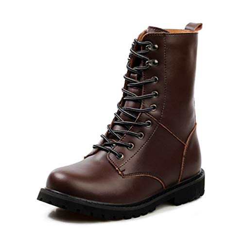 DUODUO Men's 2601 Genuine Leather Lace Up Cap Toe Military Speedlace Tactical Combat Boots Black Jungle Boots (10, Brown)