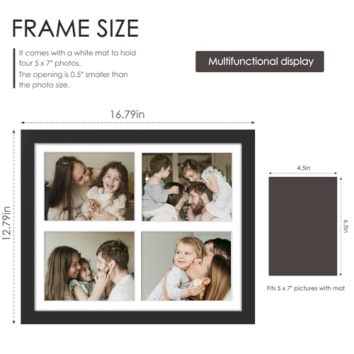Image of DUENPY 4-Pack 12x16 Picture Frames, 5x7 Collage Picture Frame, Displays Four 5x7 inch Photos, or 12x16 (Without Mat) for Available Horizontal Wall Mounting Display and Vertical, Black