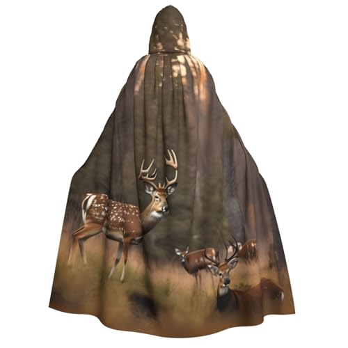 Cape à capuche femme imprimé cerf pour cosplay et jeux de rôle