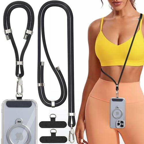 TNSNK Lot de 2 chaînes universelles pour téléphone portable - Cordon réglable et dragonne pour tous les smartphones - Chaîne de téléphone portable sûre et cordon, 1 combinaison courte + 1 longue (noir TNSNK Lot de 2 chaînes universelles pour téléphone portable - Cordon réglable et dragonne pour tous les smartphones - Chaîne de téléphone portable sûre et cordon, 1 combinaison courte + 1 longue (noir