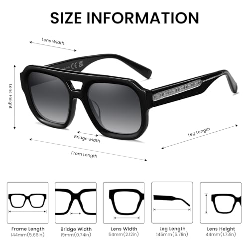 Image of DUCO Retro Square Aviator Sunglasses for Women Men Classic Vintage Trendy 70s Shades UV protection Sun Glasses DC2358
