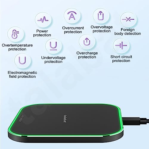 Image of Talabat Wireless Charger, 15W Max Charging Square Pad,Compatible with iPhone 15 Plus Xiaomi 14 Ultra,Galaxy S24 Ultra,One-Plus 12,ROG Phone 8 Pro,Vivo X100 Pro