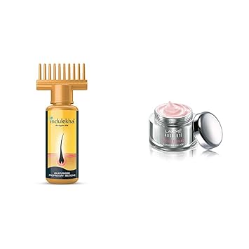 Indulekha Bhringa Hair Oil, 100ml And Lakme Absolute Perfect Radiance Skin lightening/Brightening Night Creme 50 g
