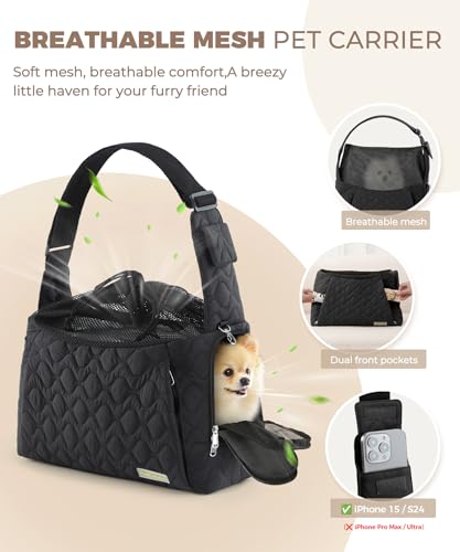 Dog Carrier Sling for Small Dogs, Front Cat Sling & Cats Up to 15 lbs, Dog Purse with Adjustable Strap Front Zipper Pocket, Double Safety Feature, Hands Free for Travel - Image 6