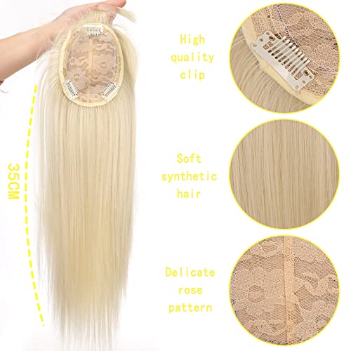 Miniatura 5 de Yudit Peluca de cabello humano sintético de 14 pulgadas con clip para mujer, rubio claro