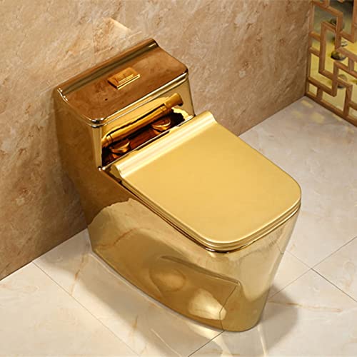 Inodoro Dorado con Poderoso Descarga de Vórtice en Espiral 360°, Modelo A, Cerámica, Diseño Dual Flush miniatura 6