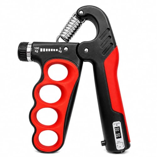 Image of Hand Grip Strengthener and Forearm Strengthener with Adjustable Resistance for Strength Muscle Building and Injury Recover For Athletes Sports (Red Hand Gripper)