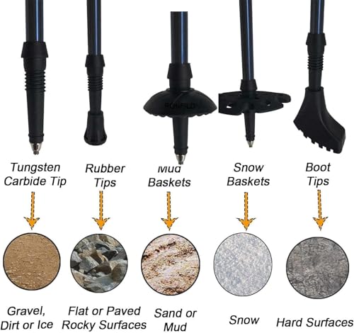 Image of Carbon Fiber Trekking /Walking /Hiking Poles Anti-Shock, Collapsible Lightweight Hiking Walking Sticks, 1 Pair, Bonus with Selfie Stick