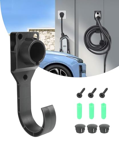 bylikeho EV Charger Holder,EV Charger Cable Holder,Wall-Mount J1772 Connector Holster Dock with Screws,Car Accessories EV Charger Holder Electric Vehicle Charging Holster Dock for SAE J1772 Connector