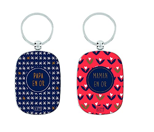 udc Dlp - Lot De 2 Porte-Clés Opat - Papa En Or Et Maman En Or Cover