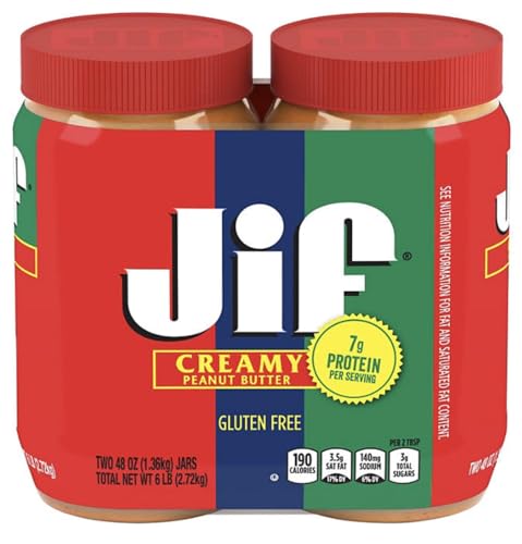 20 Pack Jiif Creamy Peanut Butter Twin Pack, 20-48 Ounces,