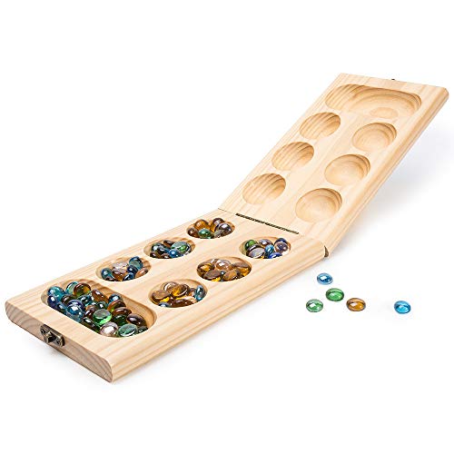 Mancala Game Wooden Folding Mancala Board Game Portable Travel Game