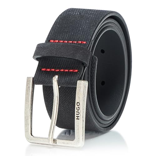 HUGO Men's Gionio Suede Leather Evening Belt, Catfish Black, 36