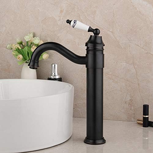Robinet de lavabo anti-fuite en laiton noir et mitigeur céramique