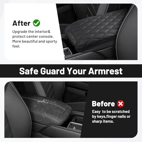 Image of Autorder Center Console Cover for Nissan Pathfinder 2022-2025 2026 Accessories Armrest Cushion Cover Nappa Leather Middle Console Covers Pathfinder Console Cushion Pad Anti-Scratch