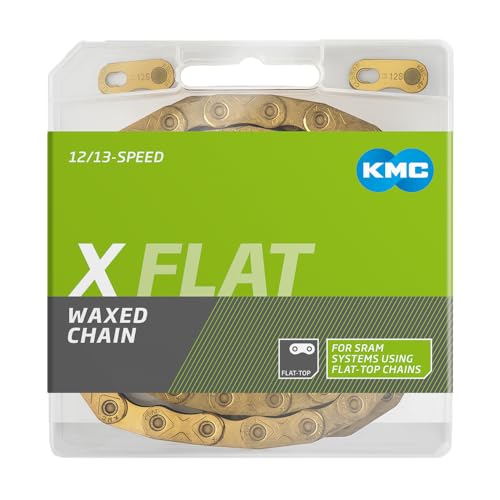 KMC X-Flat 12/13 Speed Waxed Flat Top Chain 126 Link Ti-N Gold