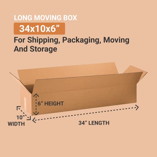 Aviditi Shipping Boxes Large 34"L X 10"W X 6"H , 10-Pack | Corrugated Cardboard Box For Packing, Moving And Storage 34X10X6 34106 #TOP1