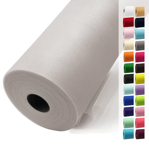 Image of Glacier Gray Tulle Fabric Rolls 54 Inch by 40 Yards Tulle Bolt Spool for Wedding Decorations DIY Tutu Baby Shower Table Skirt Ceiling Decor Birthday Party Craft Supplies