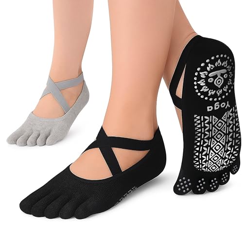 RKINC Pilates Socks for Women, Yoga Socks Non Slip Grip Socks ideal for Yoga, Pure Barre, Ballet, Dance, Hospital, Workout