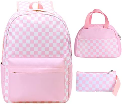 UREYMX Checkered Backpack - School Backpack for Kids, Large Capacity, Waterproof, Lightweight, Black
