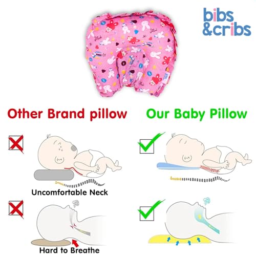 Image of Bibs&Cribs Mustard Seed Baby Pillow for Newborn Babies, Soft Cotton Infant Pillow with Breathable Fabric Cover, Lightweight Baby Bedding Essential for Daily Use, Boys & Girls
