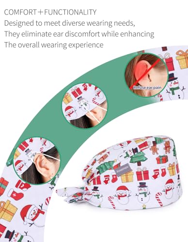 Image of Kousenpu Scrub Caps for Women, Adjustable Women's Surgical Cap with Buttons, Breathable Cute Design for Nurses and Doctors