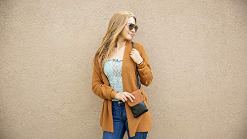 MINICAT Roomy Pockets Series Small Crossbody Bags Cell Phone Purse Wallet for Women(Brown-Black)