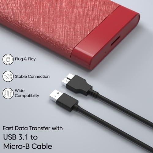 Image of Sounce 2.5 Inch SATA USB 3.0 HDD / SSD Portable External Hard Disk Enclosure 7 MM and 9.5 MM Tool Free , Supports UASP Max Upto 6TB (Red)