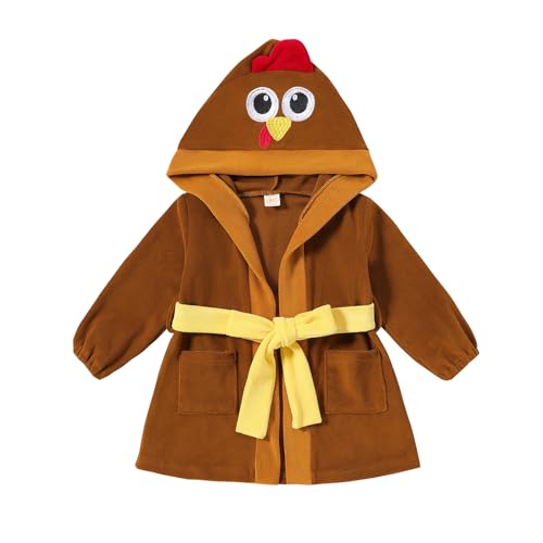 Toddler Baby Girl Boy Thanksgiving Clothes Outfits Turkey Costume Bath Robes Fuzzy Hoodie Bathrobe Plush Beach Robe Towel Cover Up 3t 4t