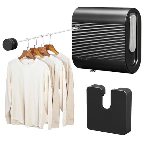 4,8M Stendibiancheria Estensibile in Acciaio Inox, Stendibiancheria Retrattile Senza Sfregamento a Parete Senza Foratura, Stendibiancheria Retrattile per Asciugare i Vestiti, Stendibiancheria per