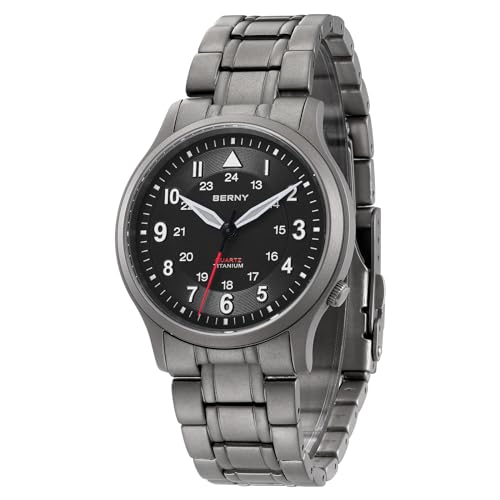 BERNY Titanium Watches for Men, Men's Field Wrist Watch 5ATM Waterproof, Luminous Military...
