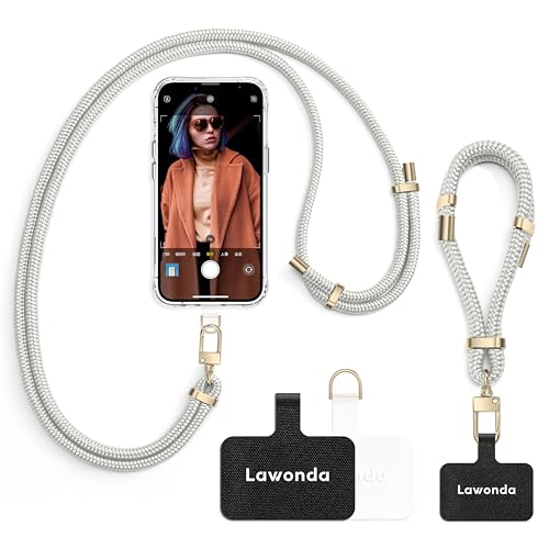 Image of 2 Pads Phone Lanyard Adjustable Crossbody Cell Phone Neck Strap | Universal Mobile Phone Wrist Lanyard,2pcs Patch Tether Tab for Travel Essentials,Anti-Lost Charm Strap for Women &Men,Silver