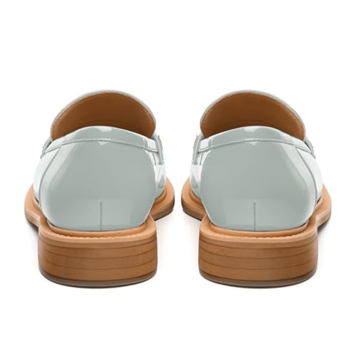 Image of JUSTDANNI Loafers for Women Slip On Shoes with Round Toe 1.2-Inch Low Chunky Block Heel Patent Comfortable Casual Dress Pump Shoes for Wedding Party Work Shopping Dating