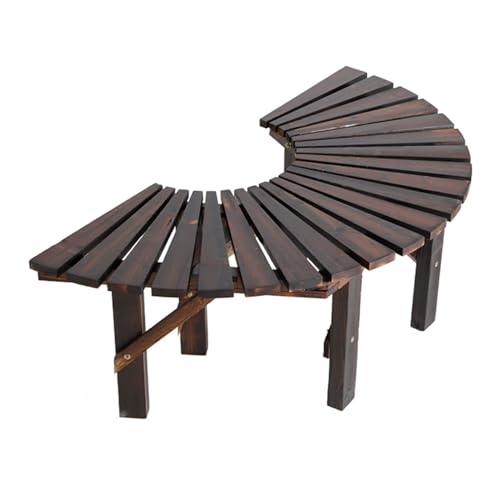 Banco de jardín semicircular de madera maciza para patio y exterior