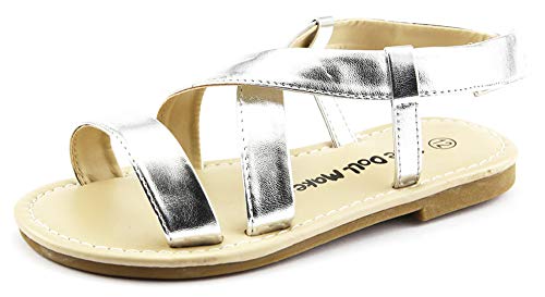 The Doll Maker Ankle Bow Sandal - FBA182020-4 Metallic Silver