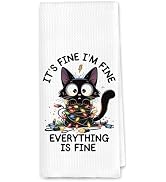 DSHFG Christmas Cat Kitchen Towels Christmas Decorations for Home, Christmas Decor Absorbent Dryi...