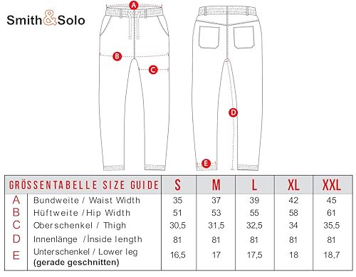 Smith & Solo Chino Hose Herren - Freizeithose Hosen Chinohose Baumwolle Arbeitshosen Männer mit Kordelzug Jogginghose Regul Chinos Lang (Beige, M)
