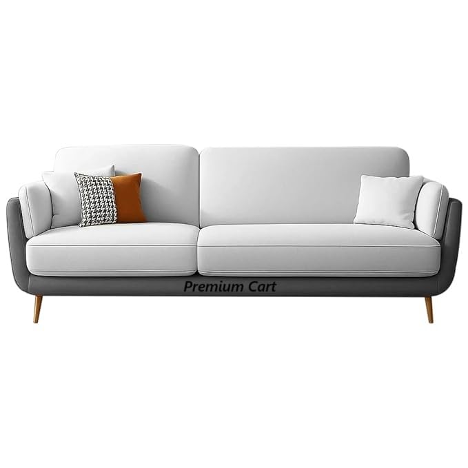 Image of Velvet Contemperory Sofa Couch with Cushion Chaise Lounge Sectional Perfect for Living Room & Bedroom Guests Home & Office (Grey & Light Grey)