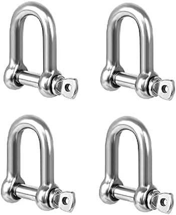 TERF M5 Heavy Duty Commercial D-Shackle Steel M5 (5mm) D-Shackle Ring Use For Heavy Duty Construction Rigging Vehicle Recovery Hauling Tie Downs Hanging and Multi Purpose Use - Pack of 4, Silver