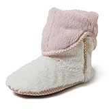 Dearfoams Women's Beth Furry Foldover Boot Slipper, Muslin White, 7-8