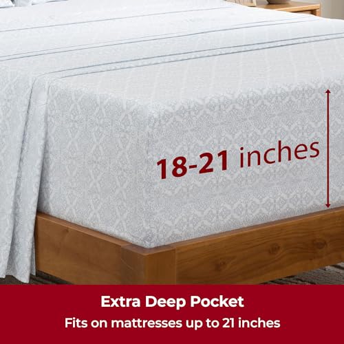 Mellanni Extra Deep King Sheets - 4 PC Iconic Collection Bedding - Hotel Luxury, Ultra Soft, Cooling Bed Sheets - Wrinkle, Fade, Stain Resistant (King, Laced Sky Blue) by Mellanni - Image 6