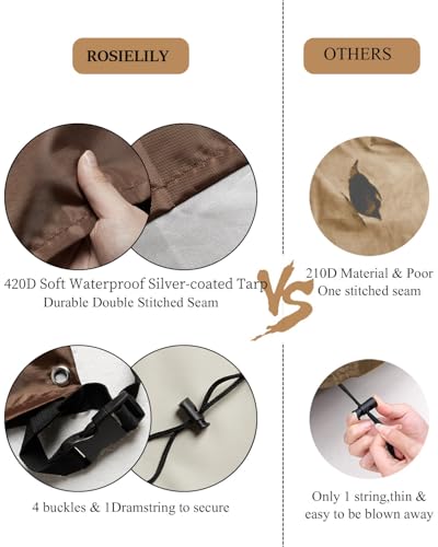 RosieLily Patio Chair Covers High Back Outdoor Bar Stool Covers (1 Pack-Beige & Brown, 25.2