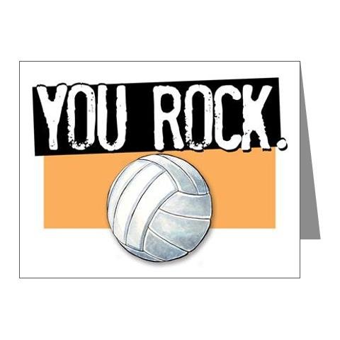 Volleyball You Rock Note Cards 12-Pack (4.25"x5.5") Illustrated Sports Powercards Thank You Note Card Set Awesome for Volleyball Players, Coaches, Fans and Fanatics - They'll Love 'Em!